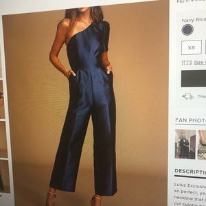 Navy One Shoulder a pant Suit